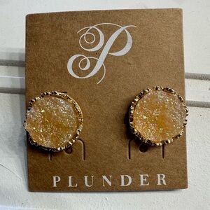 Plunder NEW Dolly Yellow Orange Stone Gold Sparkle Stud Earrings